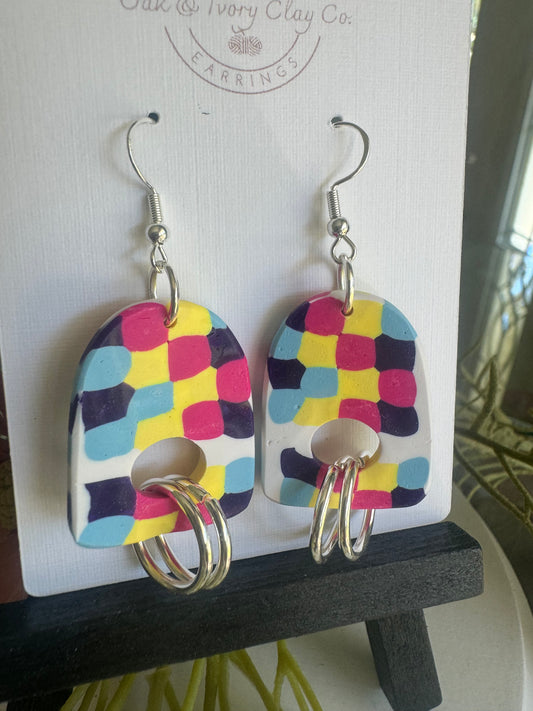 Bright cute arch earrings red yellow blue white purple diy dangle ear wires